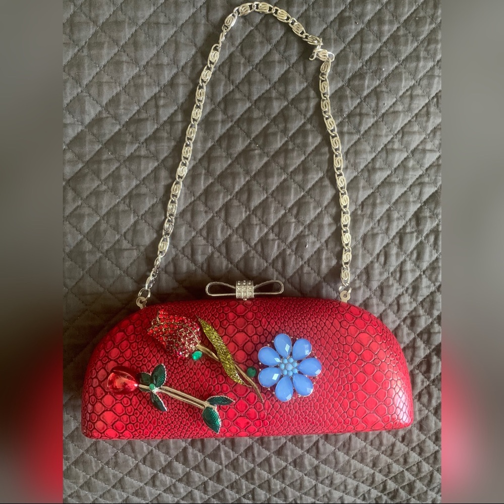 Red Reptile Print Clutch Bag❤️